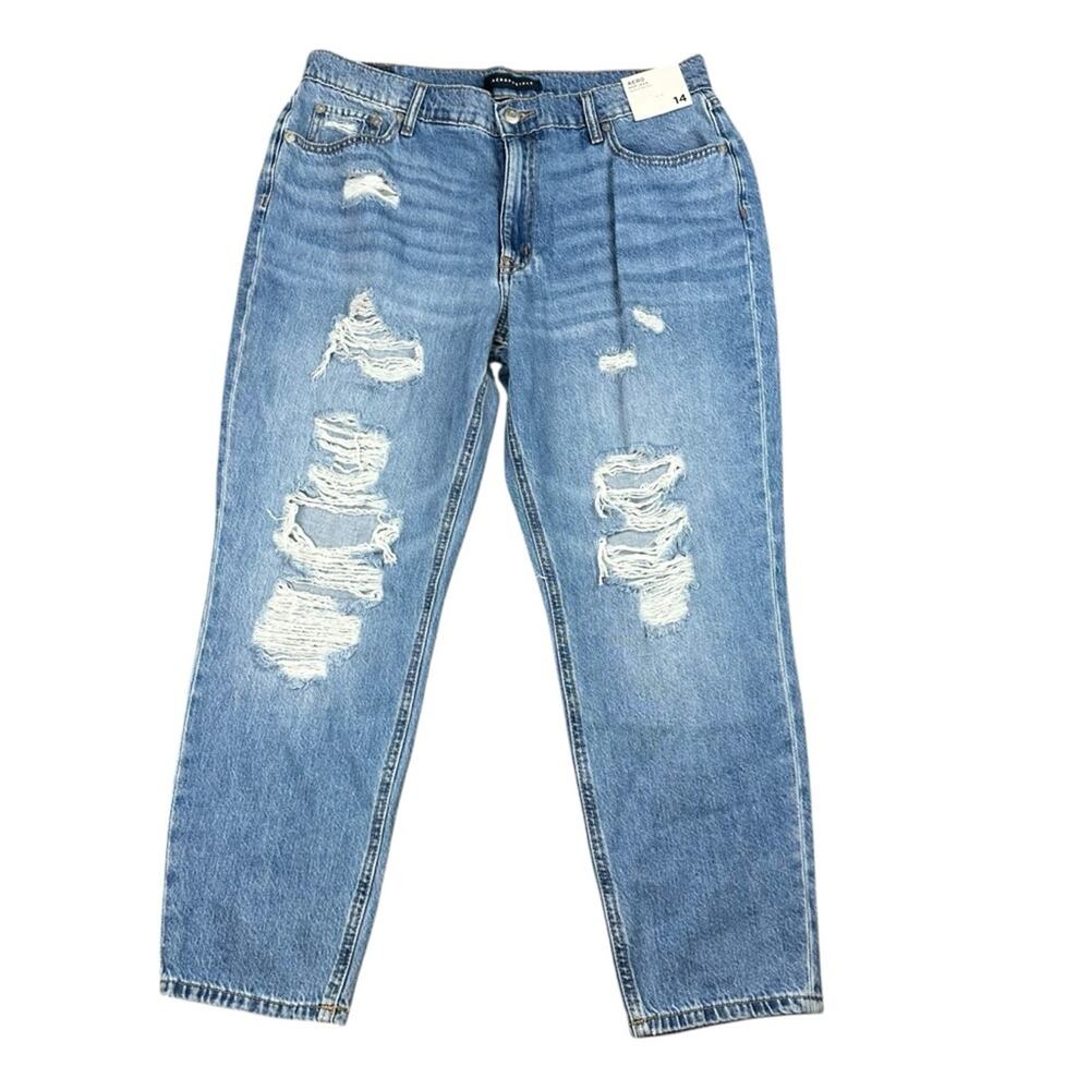 Aeropostale Distressed Mom Jeans High Rise Size 14 NWT